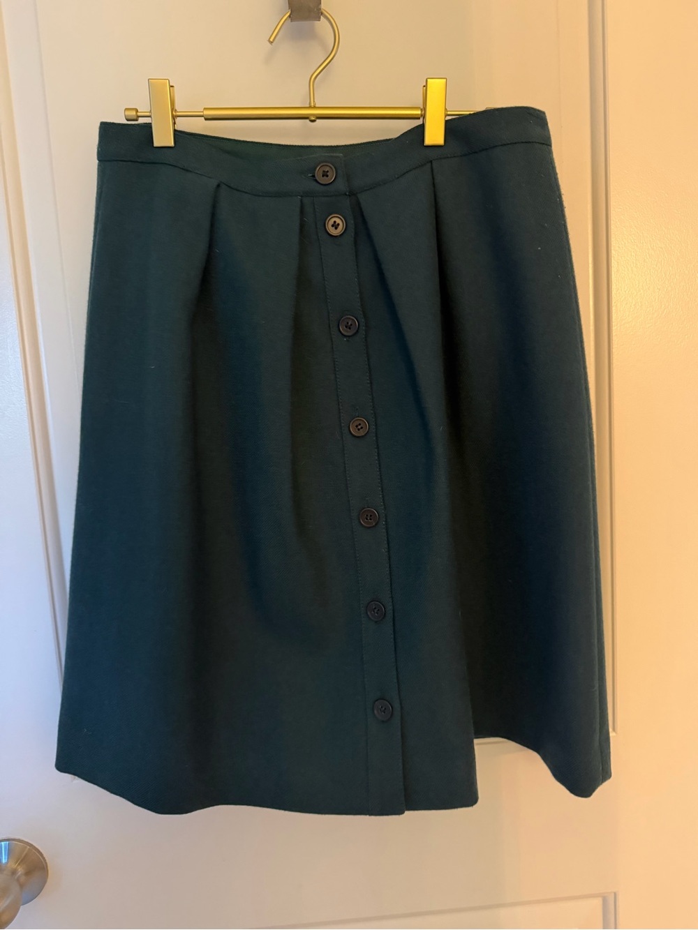 J. Crew Button-Front A-Line Skirt in Deep Teal